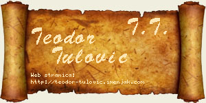 Teodor Tulović vizit kartica
